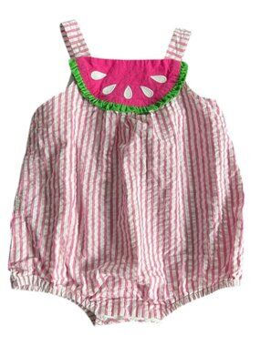 Florence Eiseman Watermelon Bubble Romper Pink Stripe Seersucker 24M Summer